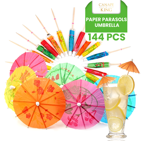 Paper Cocktail Parasols 10cm | Drink Umbrellas | 144pcs Party Decorations
