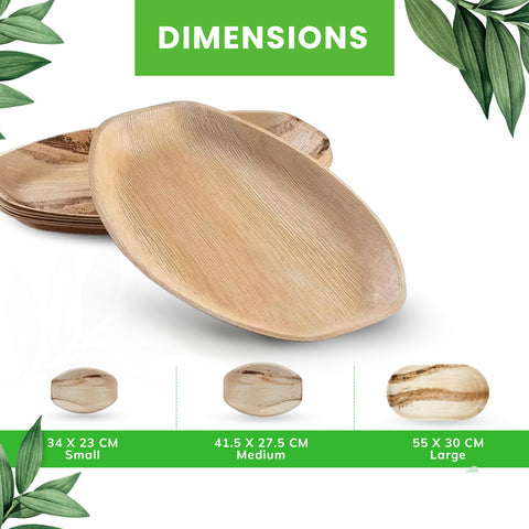 Large Oval Palm Leaf Platters | Eco-Friendly Serving Platters | 2 Sizes