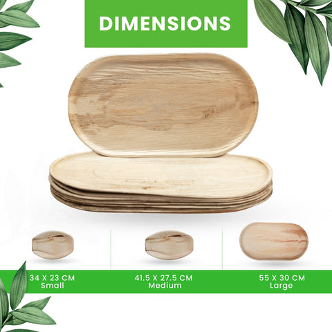 Extra Large Oval Palm Leaf Platters | Eco-Friendly Serving Trays | Premium Party Platters