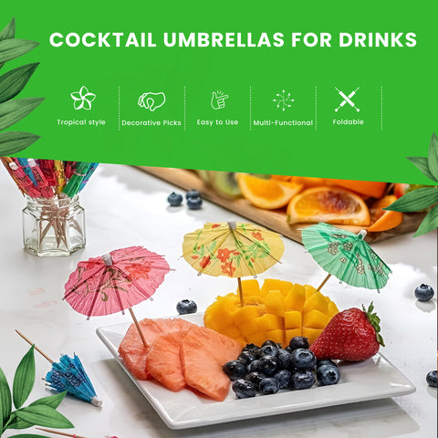 Paper Cocktail Parasols 10cm | Drink Umbrellas | 144pcs Party Decorations