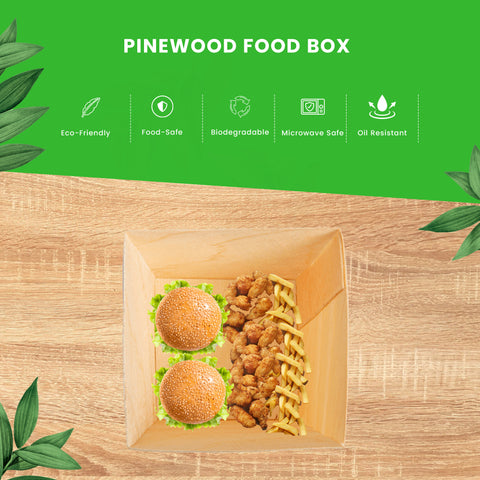 5.5cm Square Pine Wood | Eco-Friendly Food Container | Natural Mini Serving Cup
