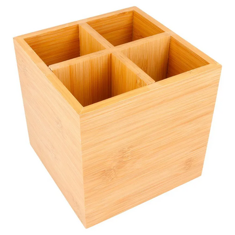 15cm Square Bamboo Cutlery Box | Eco-Friendly Cutlery Holder | Sustainable Service Box