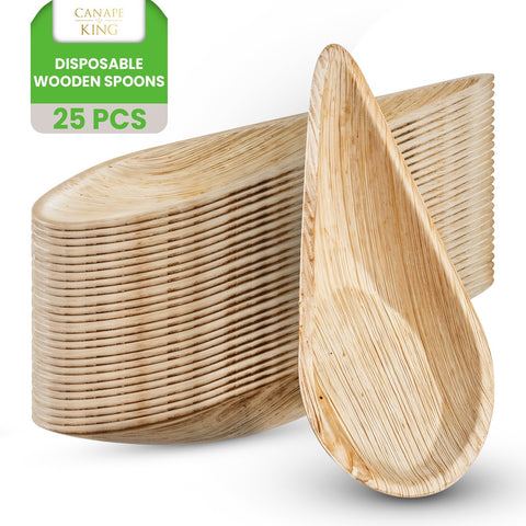 Palm Leaf Teardrop Spoons | Eco-Friendly Tasting Spoons | Elegant Appetizer Serveware