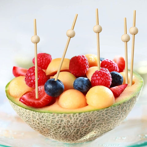 Bamboo Ball Skewers 15cm | Decorative Food Picks | Professional Party Skewers