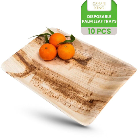 Large Rectangle Palm Leaf Platters | Premium Eco-Friendly Serving Trays