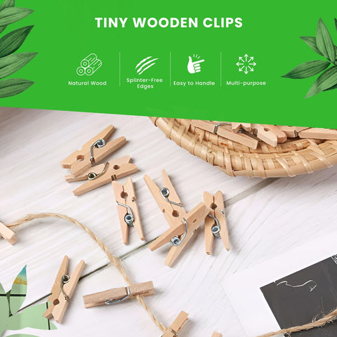 Mini Wooden Pegs 2.5cm | Tiny Decorative Clips | Craft & Event Pegs