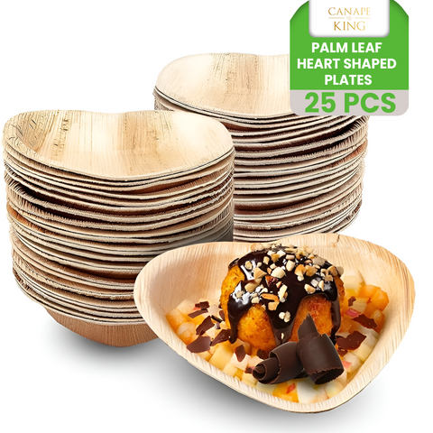 Heart-Shaped Palm Leaf Plates & Bowls | Romantic Eco-Friendly Tableware | 2 Sizes