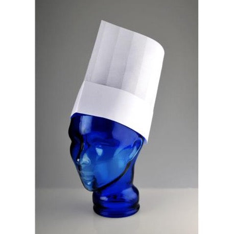 White Non-Woven Printed Pleat 9″ Hat - 50 pieces - Canape King