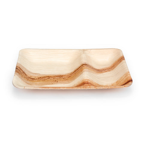 Two-Compartment Palm Leaf Plates | Eco-Friendly Divided Plates | Premium Dining Plates
