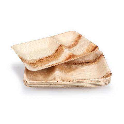 Two-Compartment Palm Leaf Plates | Eco-Friendly Divided Plates | Premium Dining Plates