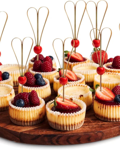 Bamboo Black/Red Heart Skewers:  The Romantic Detail That Elevates Event Food Presentation