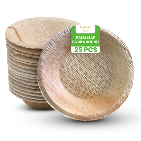 Premium Round Palm Leaf Bowls | Eco-Friendly Disposable Bowls | 8 Sizes