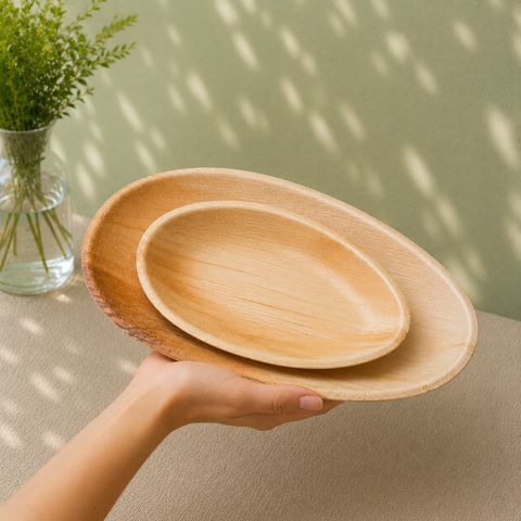 Oval Palm Leaf Plates | Eco-Friendly Disposable Plates | 2 Elegant Sizes