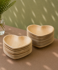Heart-Shaped Palm Leaf Plates & Bowls | Romantic Eco-Friendly Tableware | 2 Sizes - Canape King