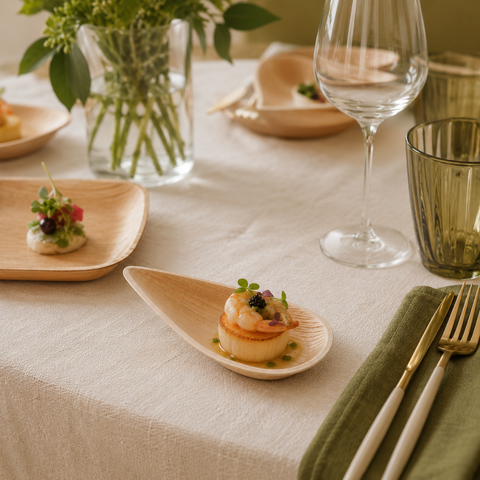 Palm Leaf Teardrop Spoons | Eco-Friendly Tasting Spoons | Elegant Appetizer Serveware