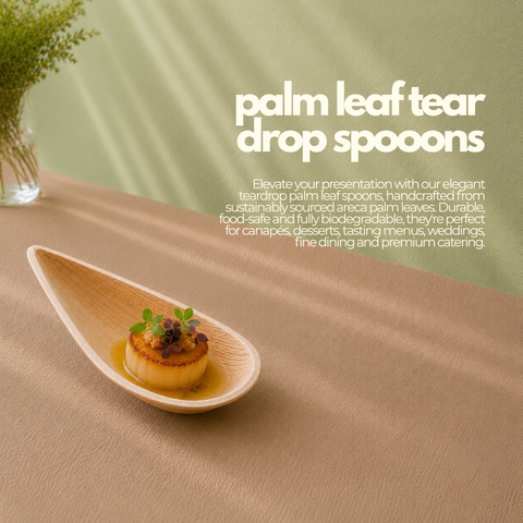 Palm Leaf Teardrop Spoons | Eco-Friendly Tasting Spoons | Elegant Appetizer Serveware