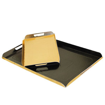 Serving Trays With Handles 750 GSM 28x42cm Cardboard- Black/Gold