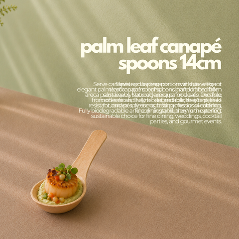 Palm Leaf Canapé Spoons 14cm | Eco-Friendly Tasting Spoons | Premium Appetizer Serveware