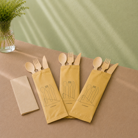 Birchwood Cutlery Sets | Eco-Friendly Wooden Cutlery | Knife, Fork & Spoon Sets