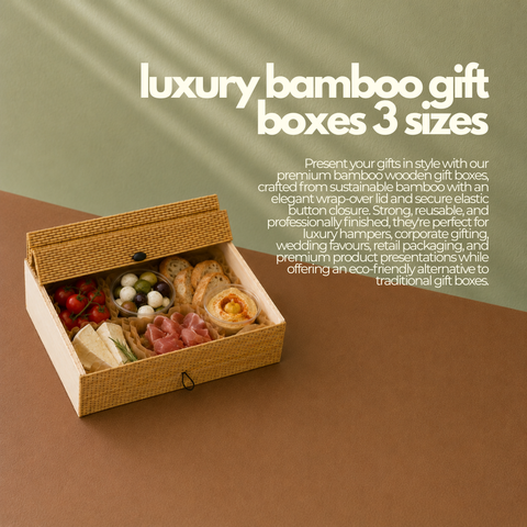 Luxury Bamboo Gift Boxes 3 Sizes | Premium Hamper Boxes | Eco-Friendly Gift Containers