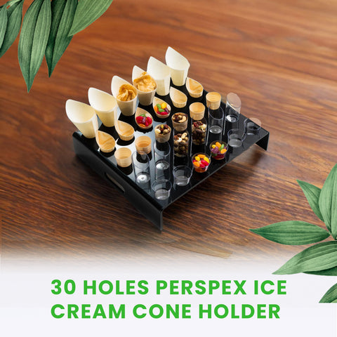 30-Hole Perspex Cone Stand 42x37x8cm | Professional Canapé Display | Luxury Service Tray