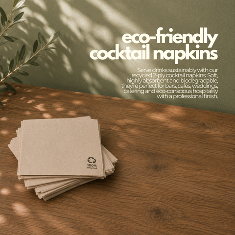 Eco-Friendly Cocktail Napkins | 2-Ply Sustainable Napkins | Biodegradable Bar Service