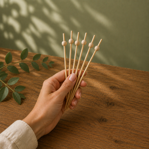 Bamboo Ball Skewers 15cm | Decorative Food Picks | Professional Party Skewers