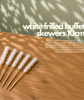 White Frilled Buffet Skewers 10cm | Decorative Party Picks | Professional Food Skewers - Canape King
