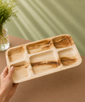 Rectangular Palm Leaf Thali Plates | Eco-Friendly Indian-Style Compartment Plates | Premium Dining - Canape King