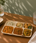 Rectangular Palm Leaf Thali Plates | Eco-Friendly Indian-Style Compartment Plates | Premium Dining - Canape King