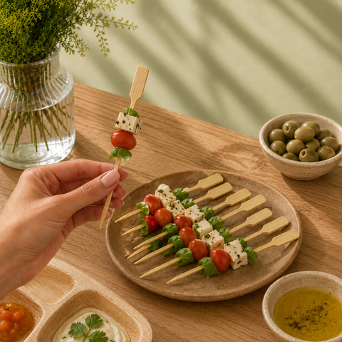 White Yakushi Bamboo Skewers 9-18cm | Japanese Style Food Picks | Professional Asian Skewers - Canape King