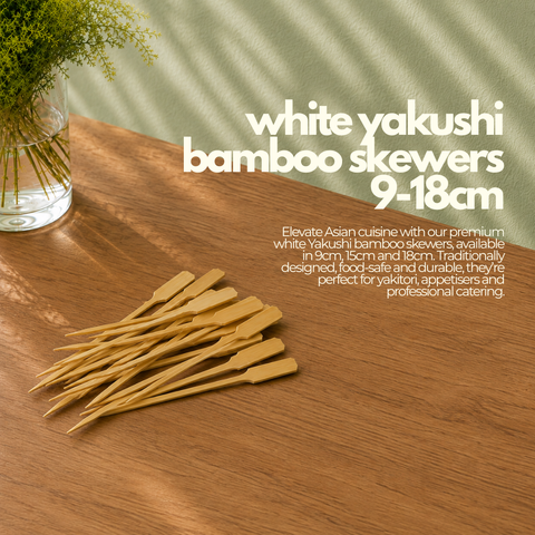 White Yakushi Bamboo Skewers 9-18cm | Japanese Style Food Picks | Professional Asian Skewers - Canape King