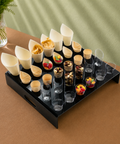 30-Hole Black/Clear Perspex Cone Stand 42x37x8cm | Professional Canapé Display | Luxury Service Tray - Canape King