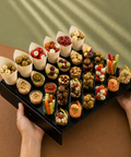 30-Hole Black/Clear Perspex Cone Stand 42x37x8cm | Professional Canapé Display | Luxury Service Tray - Canape King