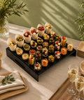 30-Hole Black/Clear Perspex Cone Stand 42x37x8cm | Professional Canapé Display | Luxury Service Tray - Canape King