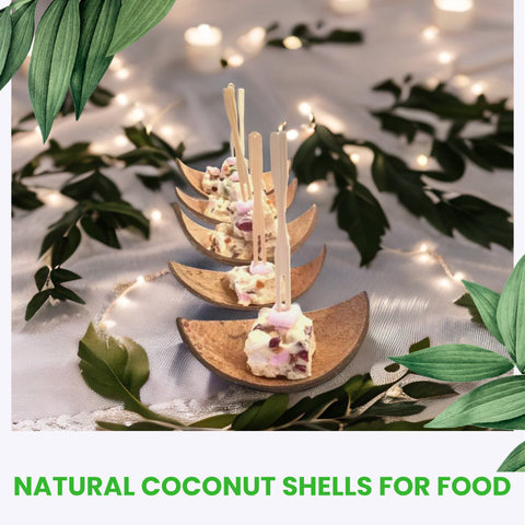 Natural Coconut Boats | Real Coconut Shell Serving Boats | Sustainable Serveware