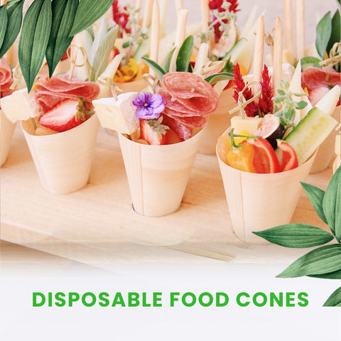 Eco-Friendly Natural Pinewood Serving Cones | 4 Sizes | Food Presentation