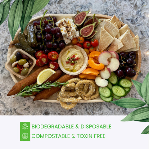 Extra Large Oval Palm Leaf Platters | Eco-Friendly Serving Trays | Premium Party Platters