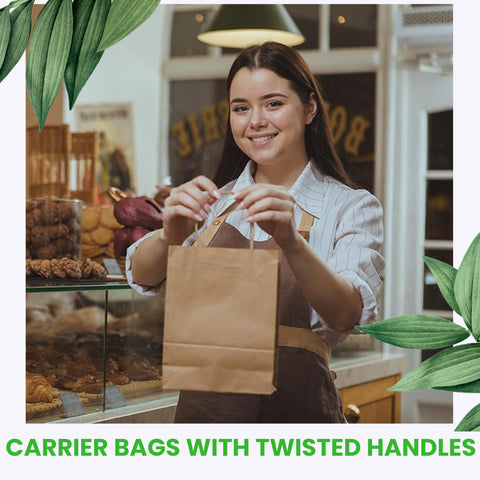 Kraft Brown Paper Bags with Twisted Handles | Eco-Friendly Shopping Bags | 26x20x27cm