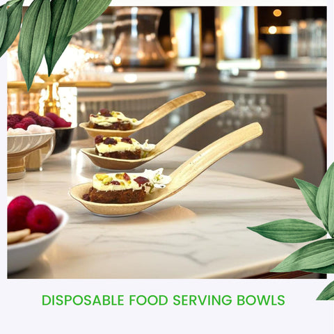 Palm Leaf Canapé Spoons | Eco-Friendly Tasting Spoons | Premium Appetizer Serveware