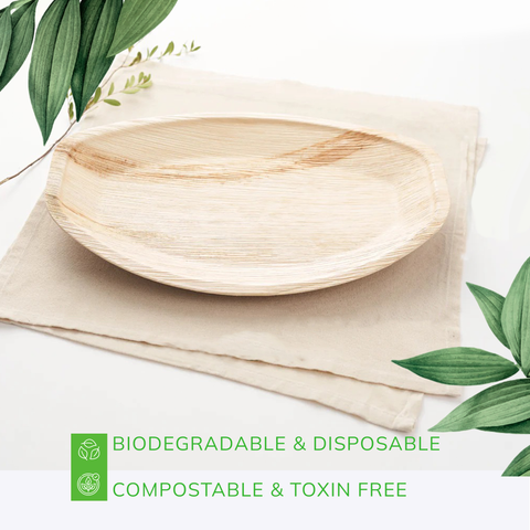 Large Oval Palm Leaf Platters | Eco-Friendly Serving Platters | 2 Sizes