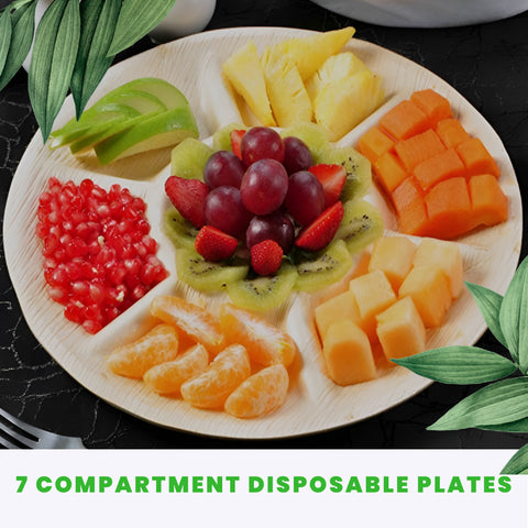 7-Compartment Palm Leaf Plates | Eco-Friendly Thali Plates | Premium Divided Plates