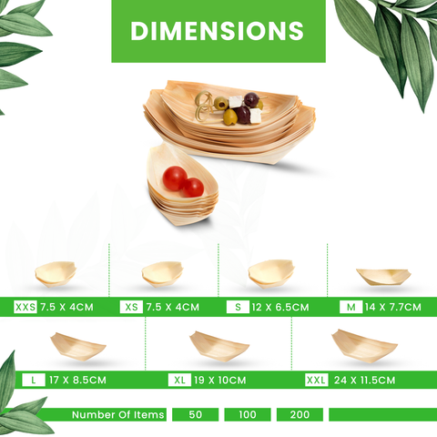 Wooden Serving Boats | Eco-Friendly Food Boats | Natural Bamboo Bowls | 7 Sizes