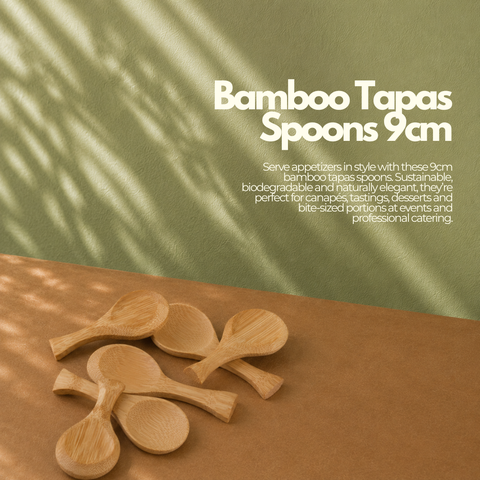 Bamboo Tapas Spoons 9cm | Eco-Friendly Tasting Spoons | Sustainable Appetizer Serveware