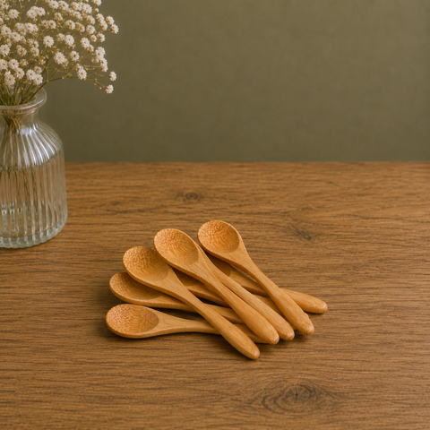 Bamboo Small Spoons 9cm | Eco-Friendly Tasting Spoons | Sustainable Mini Serveware