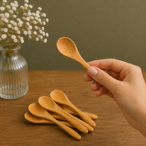 Bamboo Small Spoons 9cm | Eco-Friendly Tasting Spoons | Sustainable Mini Serveware