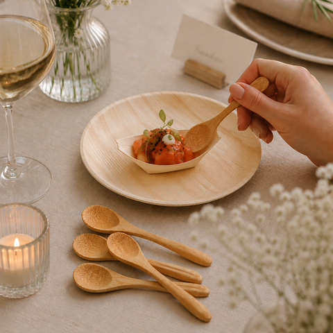 Bamboo Small Spoons 9cm | Eco-Friendly Tasting Spoons | Sustainable Mini Serveware