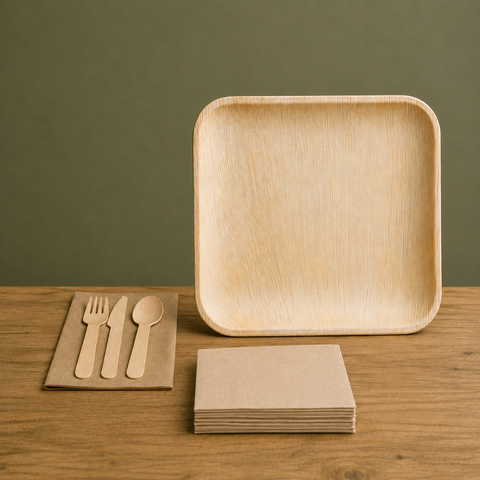 125-Piece Eco Party Bundle | Palm Leaf Plates, Cutlery & Napkins Set | Complete Party Pack