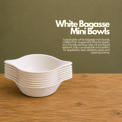 White Bagasse Mini Bowls | Eco-Friendly Small Bowls | 11 x 5cm Sustainable Serveware