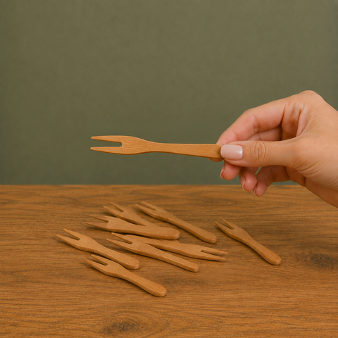Bamboo Shaped Forks 9cm | Eco-Friendly Asian-Style Forks | Sustainable Serveware